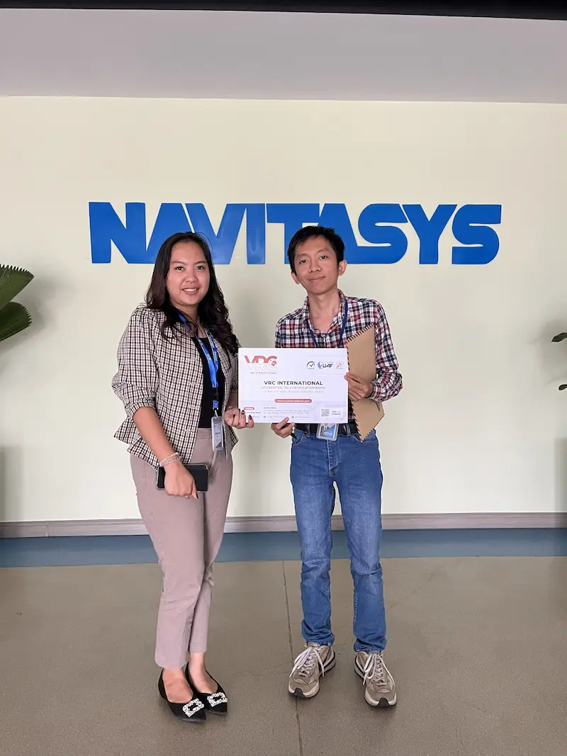 Penyerahan sertifikat ISO 9K 14K 45K PT Navitasys